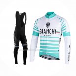 2021 Fietskleding Bianchi Milano Nalles Lichtblauw Wit Lange Mouwen en Koersbroek