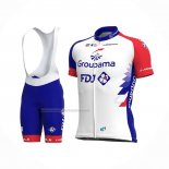 2021 Fietskleding Groupama-FDJ Rood Blauw Korte Mouwen en Koersbroek
