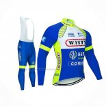 2021 Fietskleding Wanty-Gobert Cycling Team Blauw Wit Geel Lange Mouwen en Koersbroek
