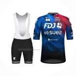 2024 Fietskleding FDJ Zwart Blauw Korte Mouwen En Koersbroek