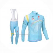 2013 Fietskleding Astana Lichtblauw Lange Mouwen en Koersbroek