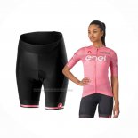 2024 Fietskleding Vrouw Giro D'italie Roze Korte Mouwen En Koersbroek