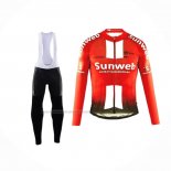 2019 Fietskleding Sunweb Oranje Wit Lange Mouwen en Koersbroek