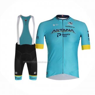 2020 Fietskleding Astana Geel Blauw Korte Mouwen en Koersbroek