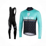 2021 Fietskleding Bianchi Milano Nalles Lichtblauw Zwart Lange Mouwen en Koersbroek