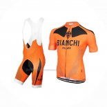 2017 Fietskleding Bianchi Oranje Korte Mouwen en Koersbroek