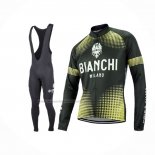 2017 Fietskleding Bianchi Milano Ml Zwart en Geel Lange Mouwen en Koersbroek